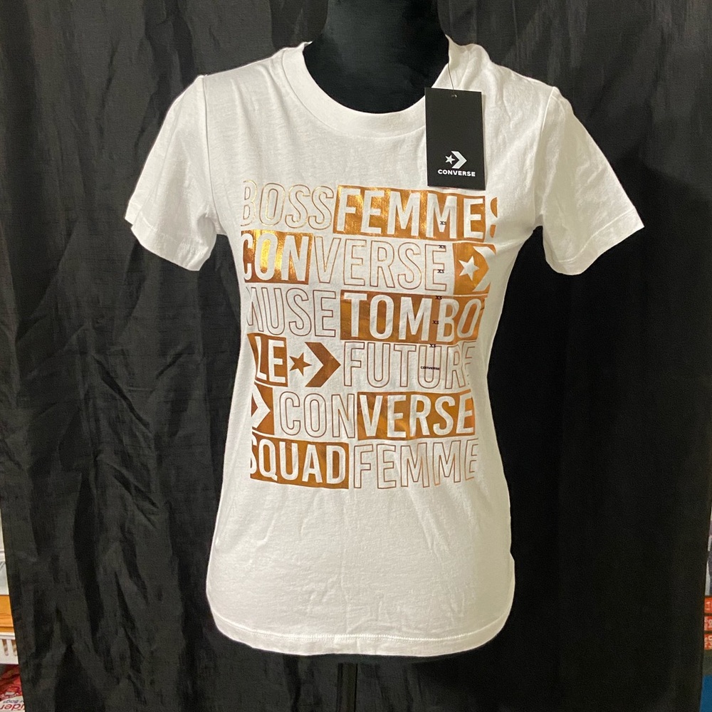 3/$25 Converse white shirt sleeve shirt boss femme